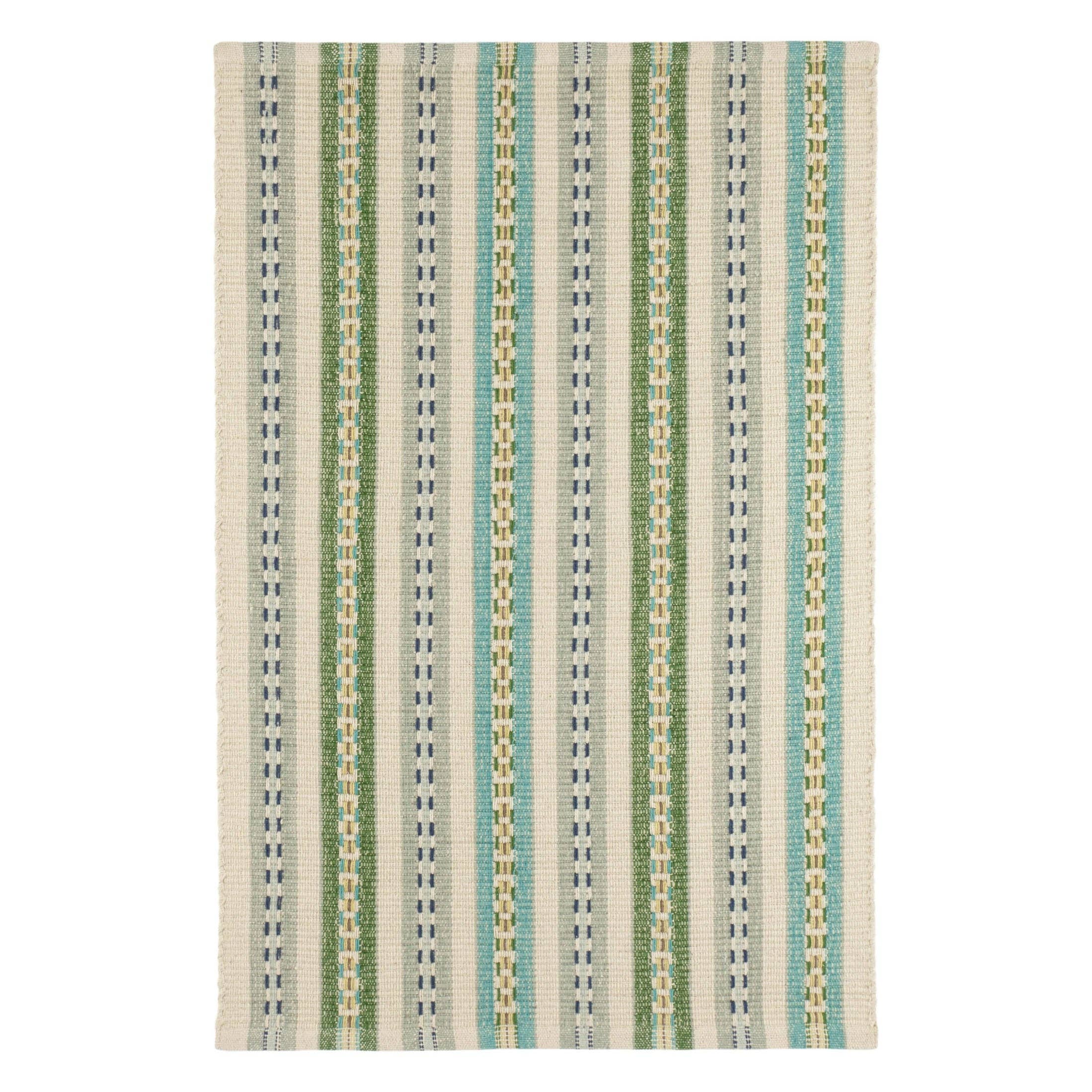 Long Slade Handwoven Cotton Rug | Teal: 2' x 3'