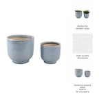 4" Ceramic Reactive Glazed Planters  Blue