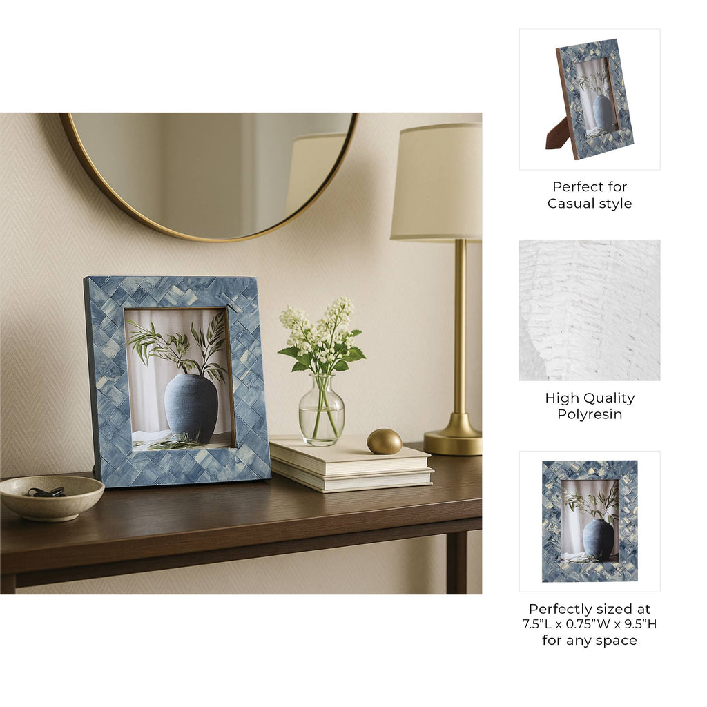 Photo Frame - Blue/Ivory Resin Woven, 5x7 in.