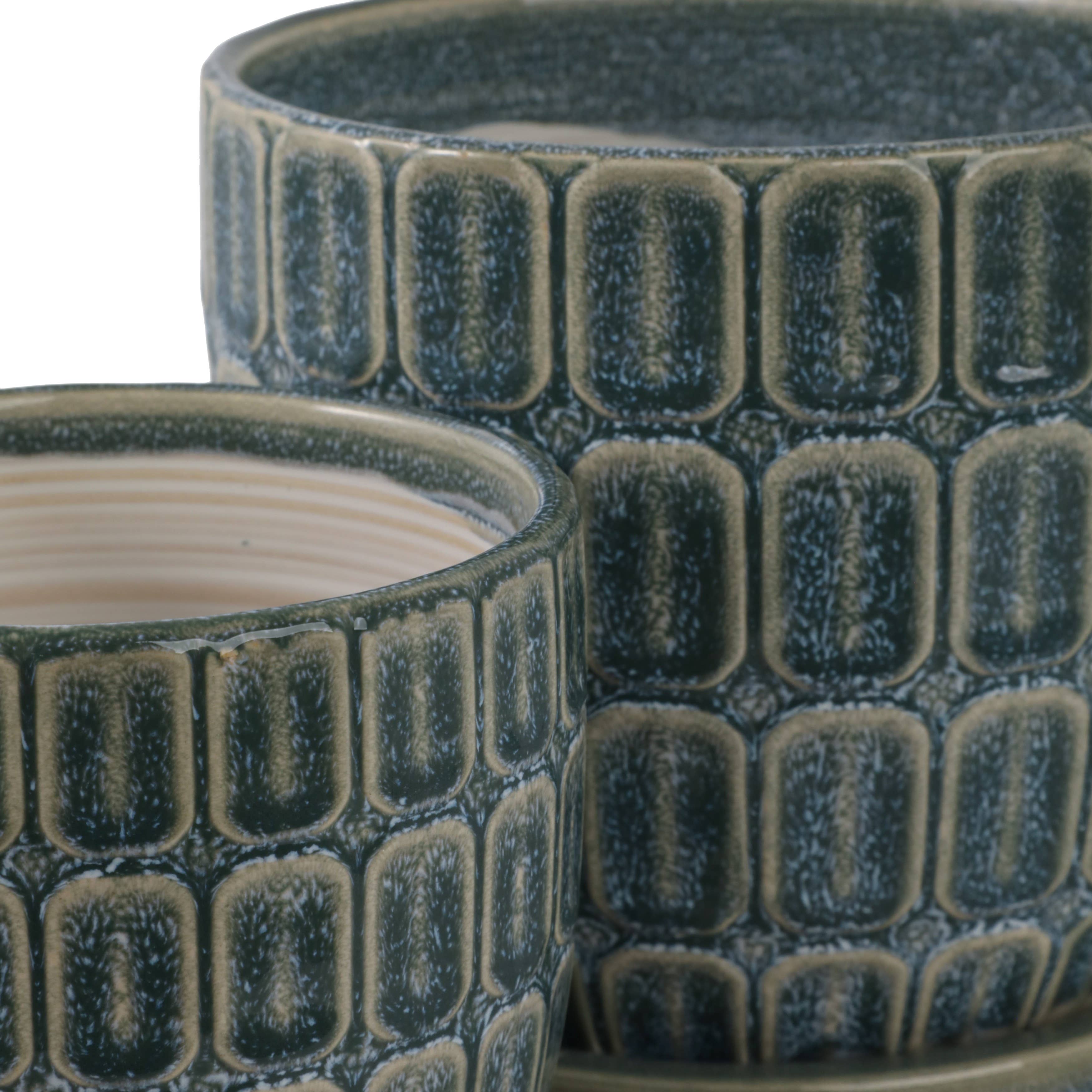 Blue 6/8 in. Ceramic Squoval Saucer Planter (Set of 2)
