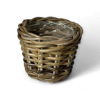 Rattan Flower Pot Basket with Plastic Inner: Small - 5" H