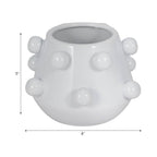 Decorative Planter - White Ceramic Tapered Bubble, 8 in.