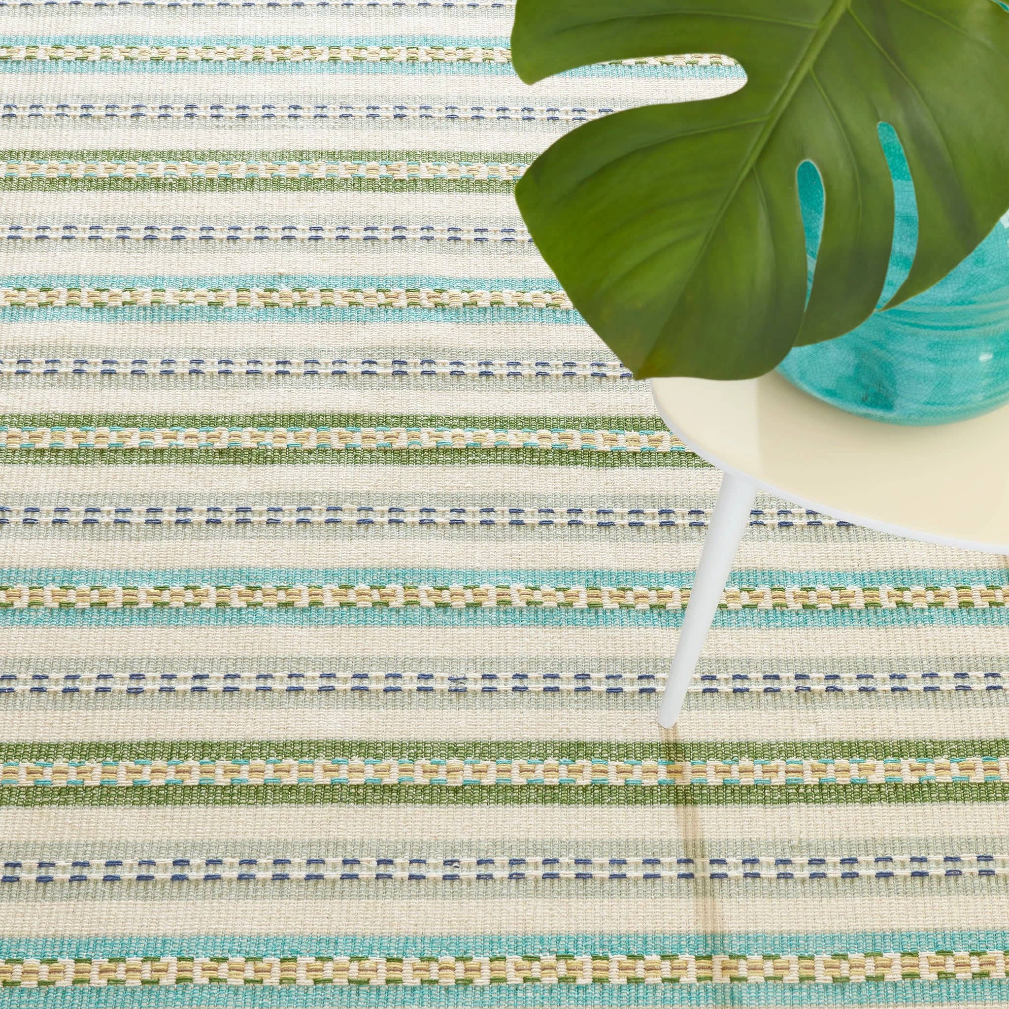 Long Slade Handwoven Cotton Rug | Teal: 2' x 3'