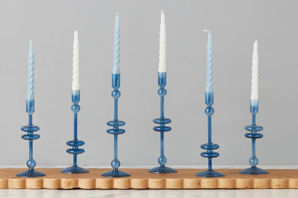 Lacquered Twisted Taper Candles, White, Boxed, Set of 6