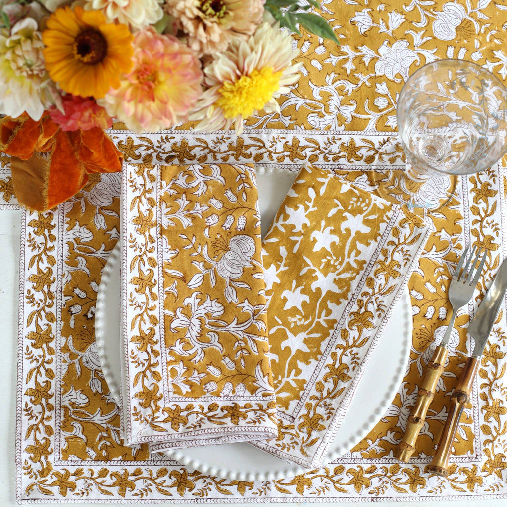 Napkin Pacho Saffron Floral, Set of 4