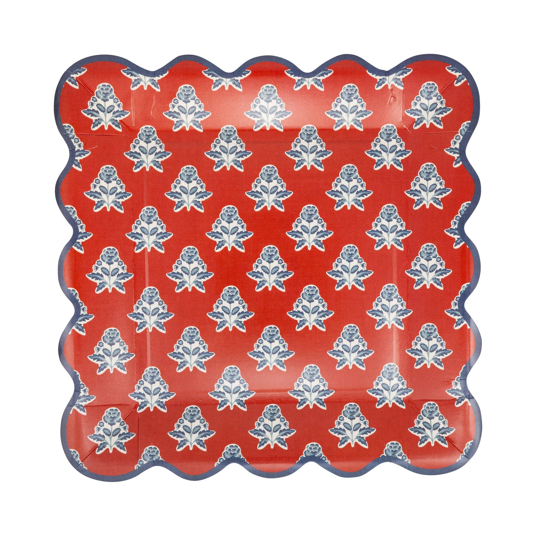 HAM1243 - Red Block Floral Paper Plate - 9"
