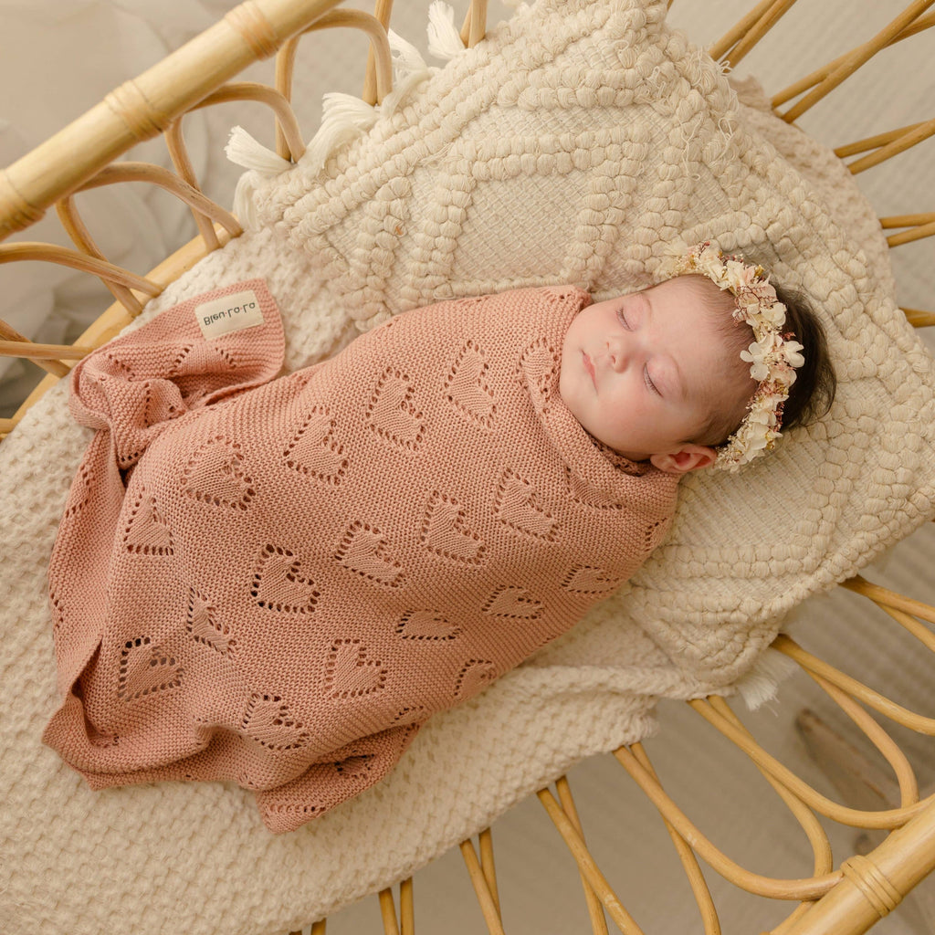 Baby Blanket - Heart: Baby Blue