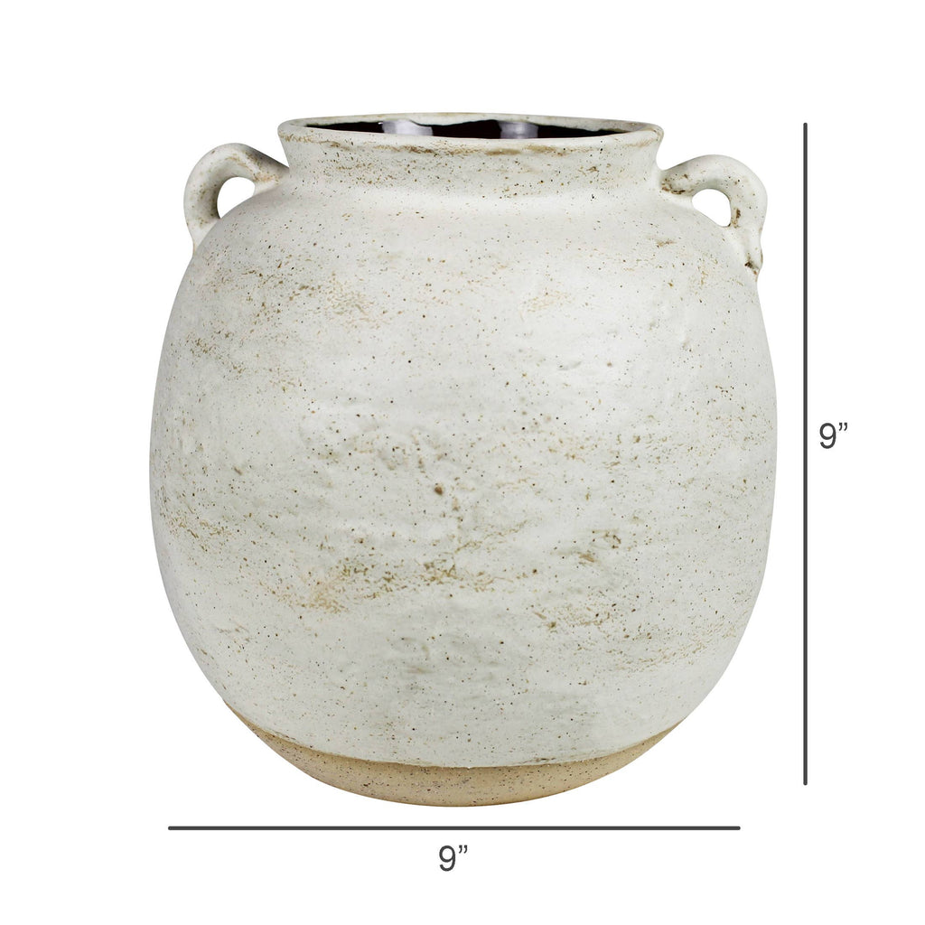 Pot with Handles, Ceramic, White - Lrg