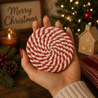Christmas Coasters, Red Candy Cane Braided Cotton Gift Sets: Red & Green-4pk