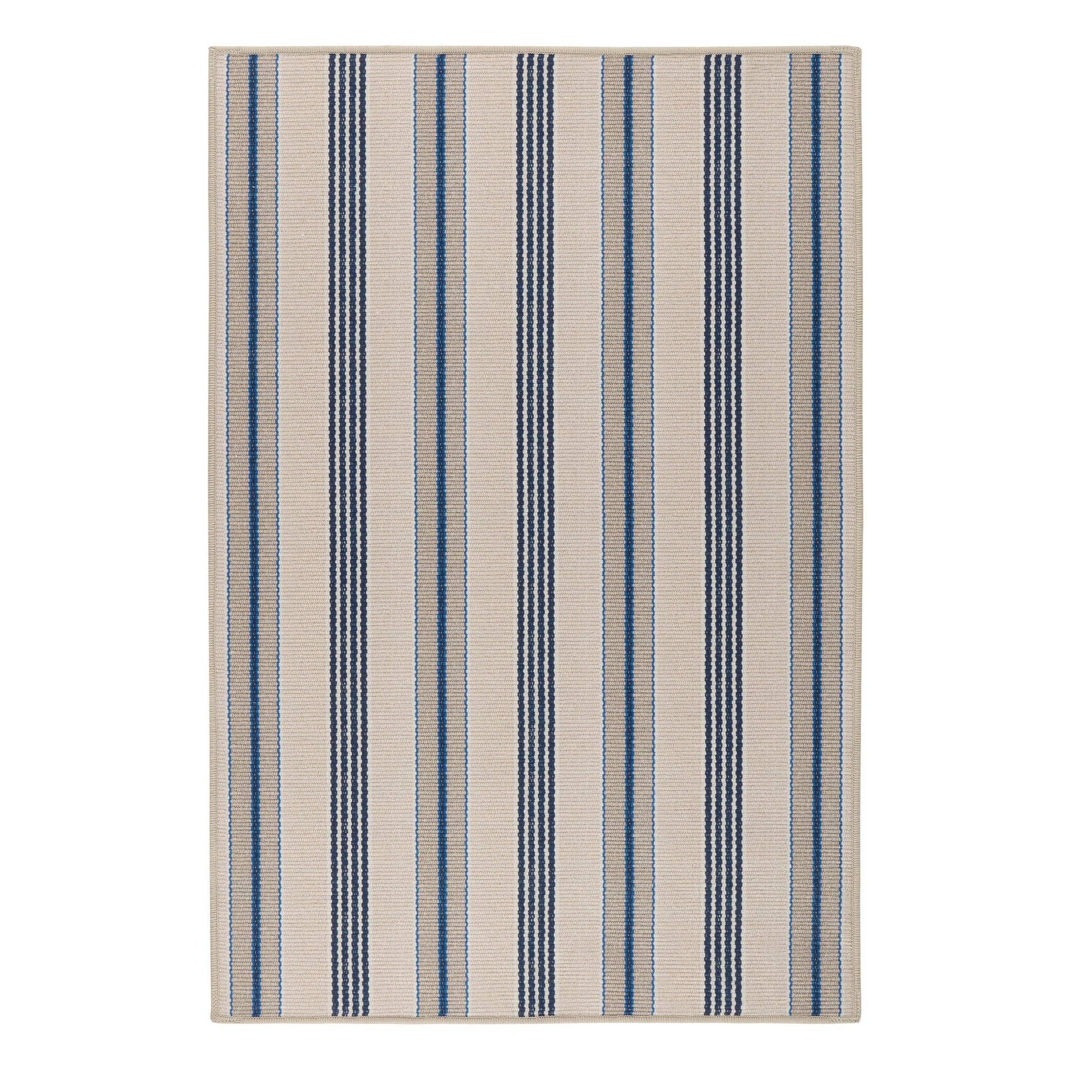 Nimes Ticking Machine Washable Rug | Neutral: 2' x 3'