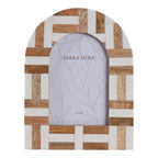 Picture Frame - Ivory Resin Wood Inlay Arch Design, 4x6 in.