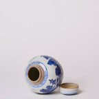 Blue and White Porcelain Landscape Round Storage Jar