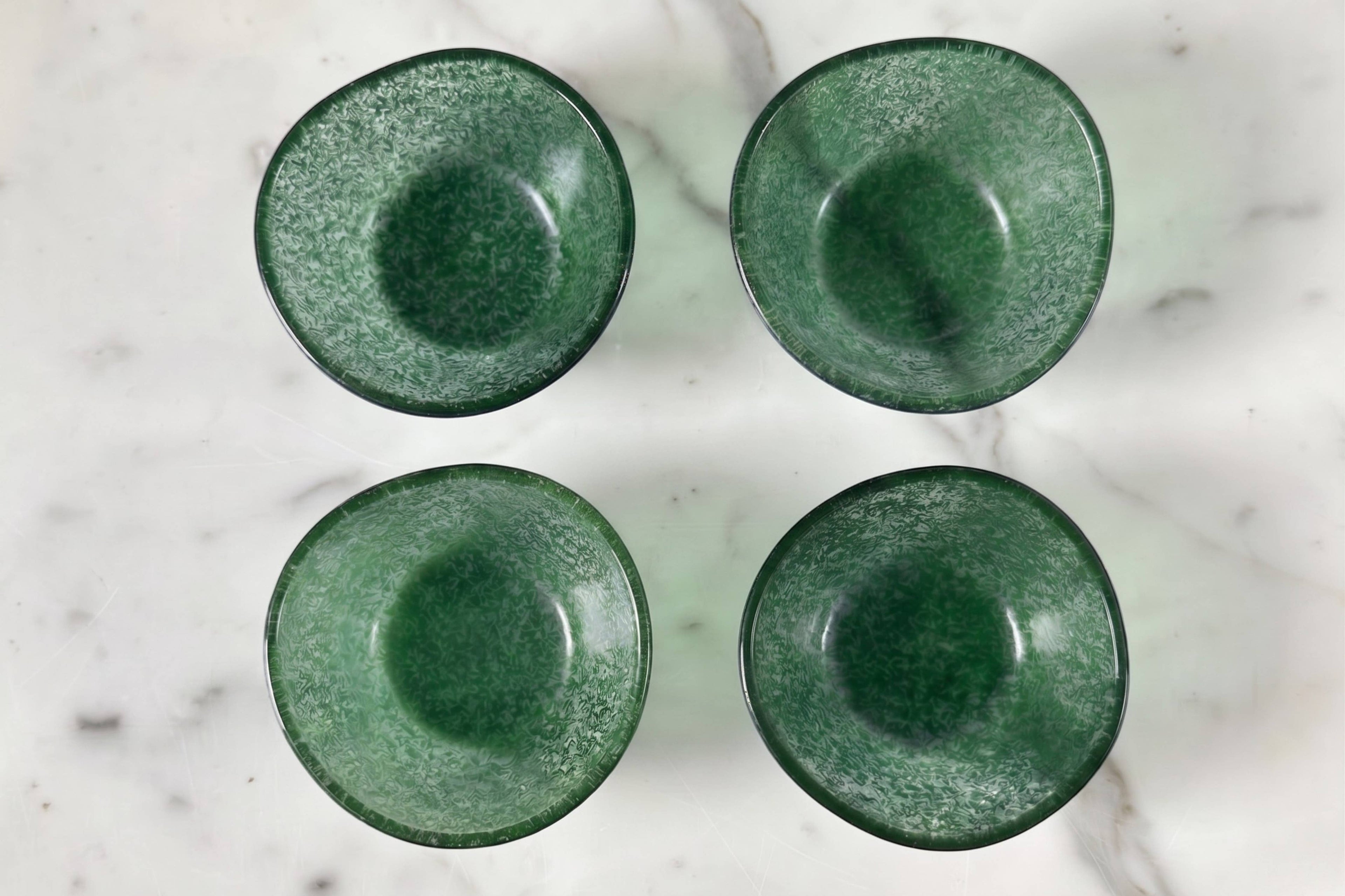 Glass Dipping Bowls, Set of 4, Spruce Green