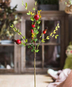Artificial Fruit Small Pomegranate Fruit Stem 23" Tall: One Stem