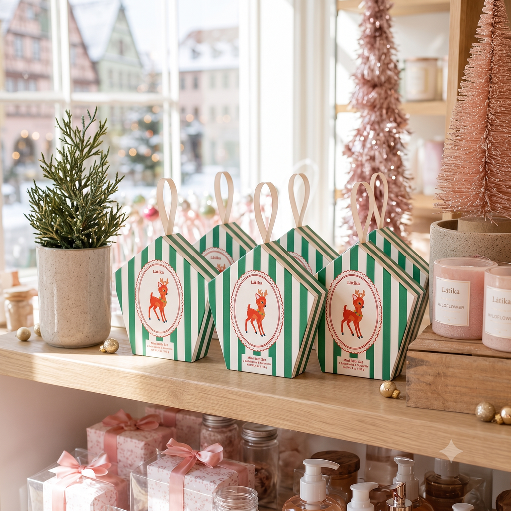 Mini Bath Bomb Ornament Set - Baby Deer Christmas Gift Box