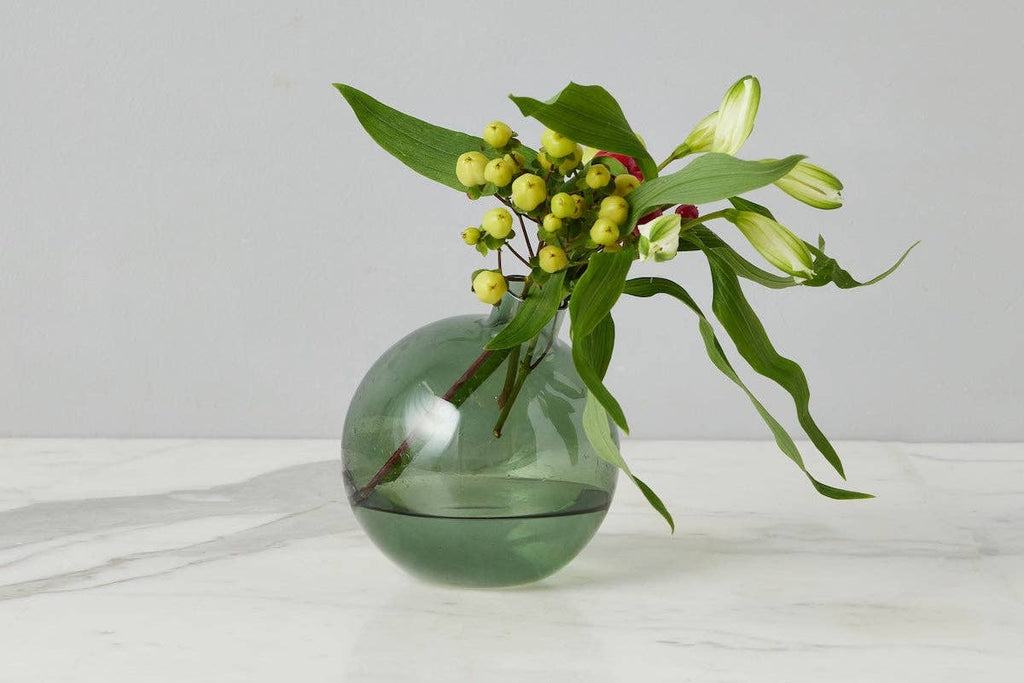 Glass Sphere Bud Vase, Spruce Green