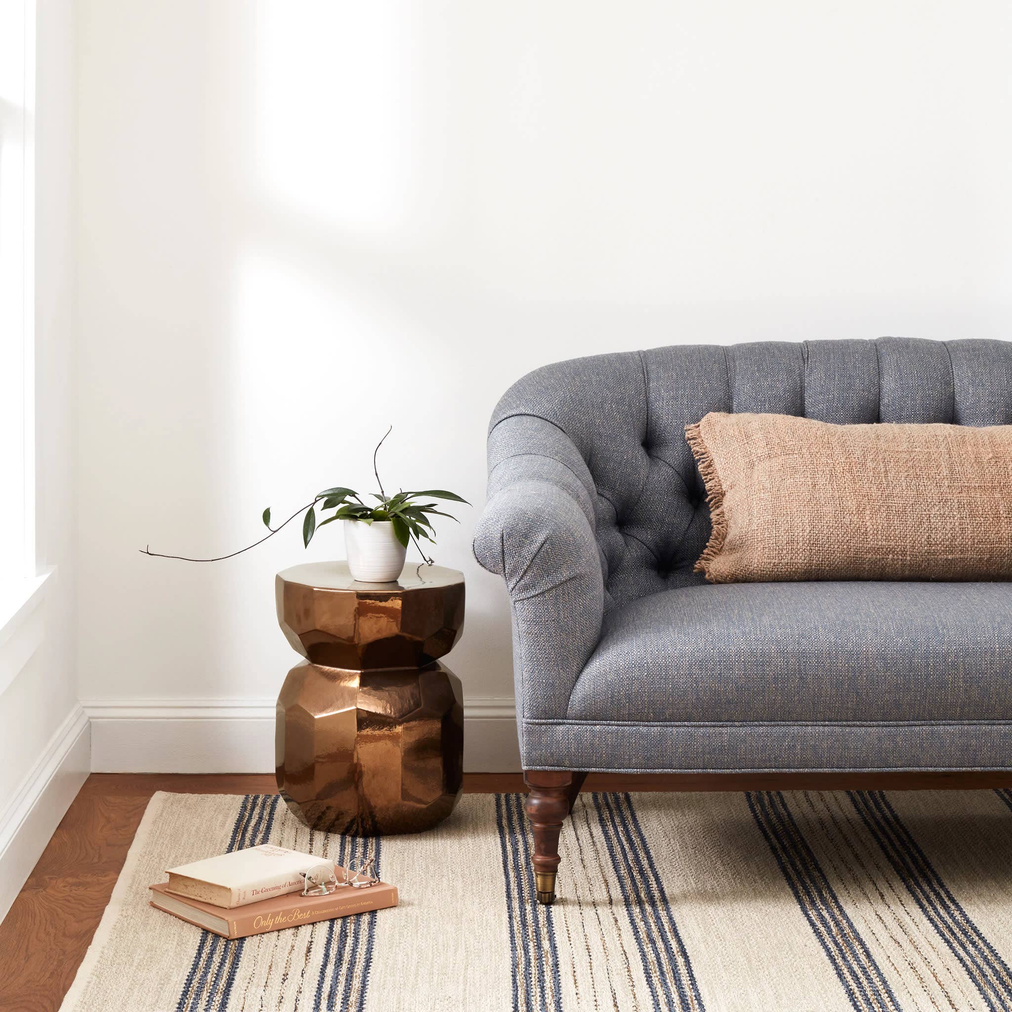 Cielo Stripe Handwoven Cotton Rug | Navy: 2' x 3'