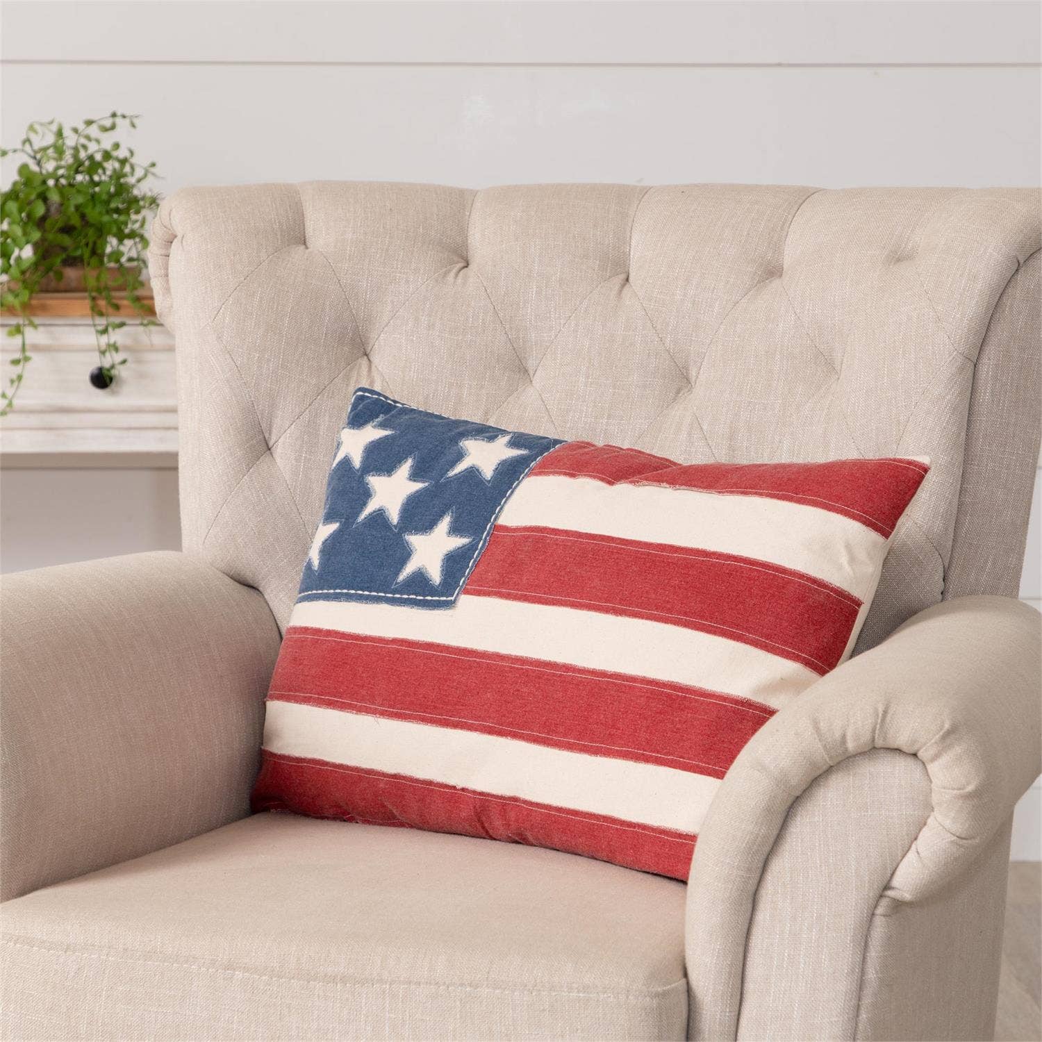 Patchy American Flag Pillow  | Patriotic, USA