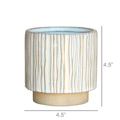 Ramos Vertical Stripe Cachepot, Stoneware - 4