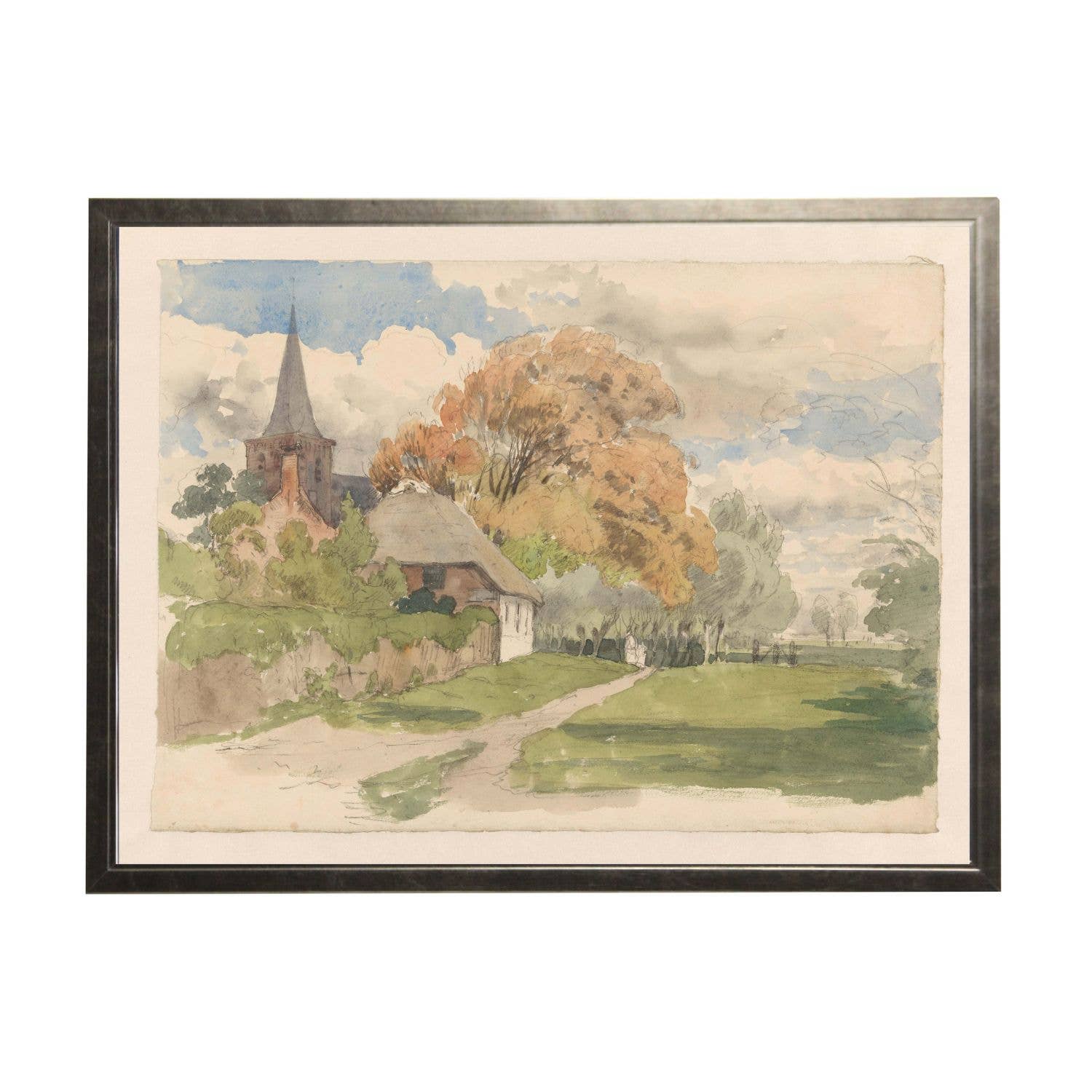Vintage watercolor church