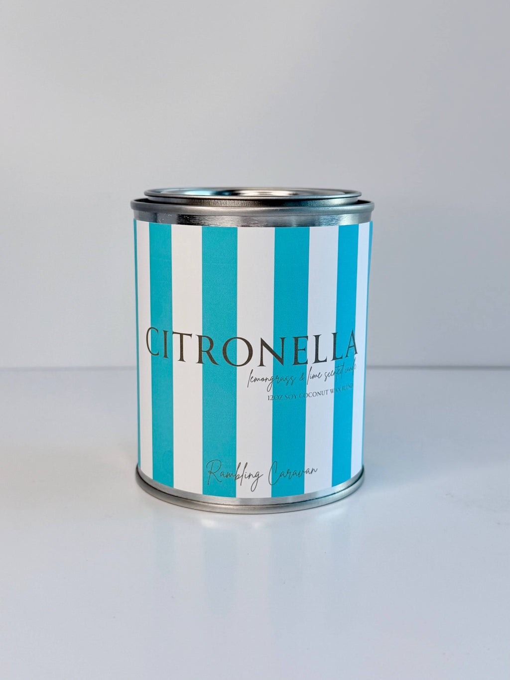 Citronella Candle - Paint Tin - Striped Label: Red / 12 oz