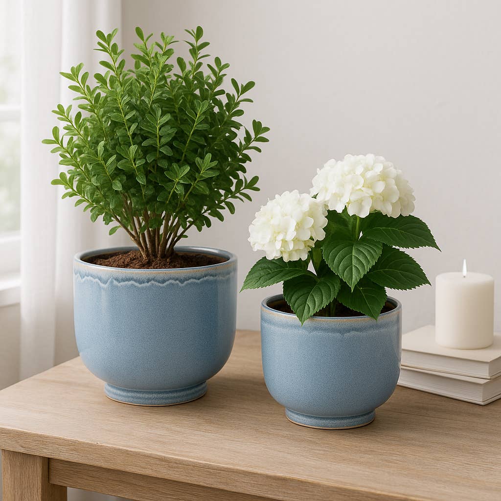4" Ceramic Reactive Glazed Planters  Blue