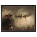Vintage Santa sleigh oil painting reproduction: Black With Bead 1300-905 U / 24" X 18"