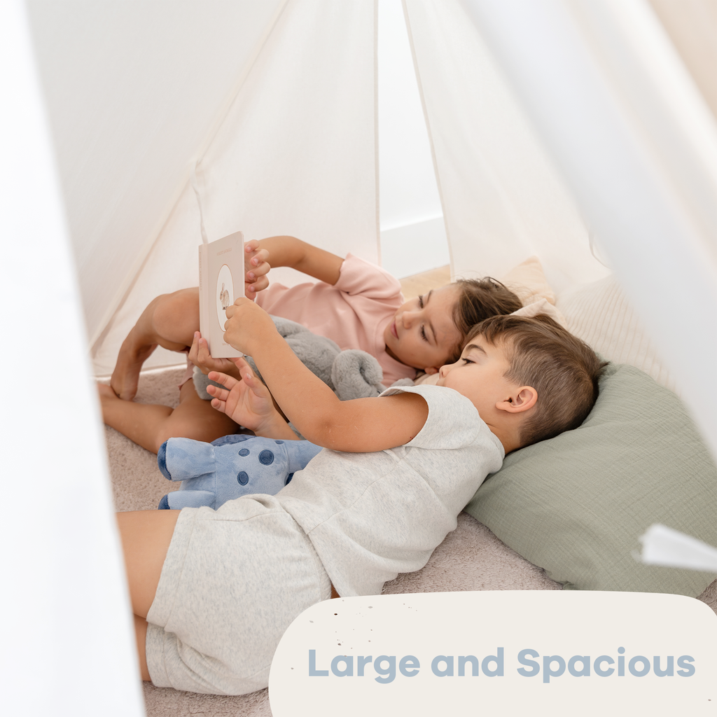 Kids Play Tent, Indoor Canvas Play Tent by Comfy Cubs: Natural Wood