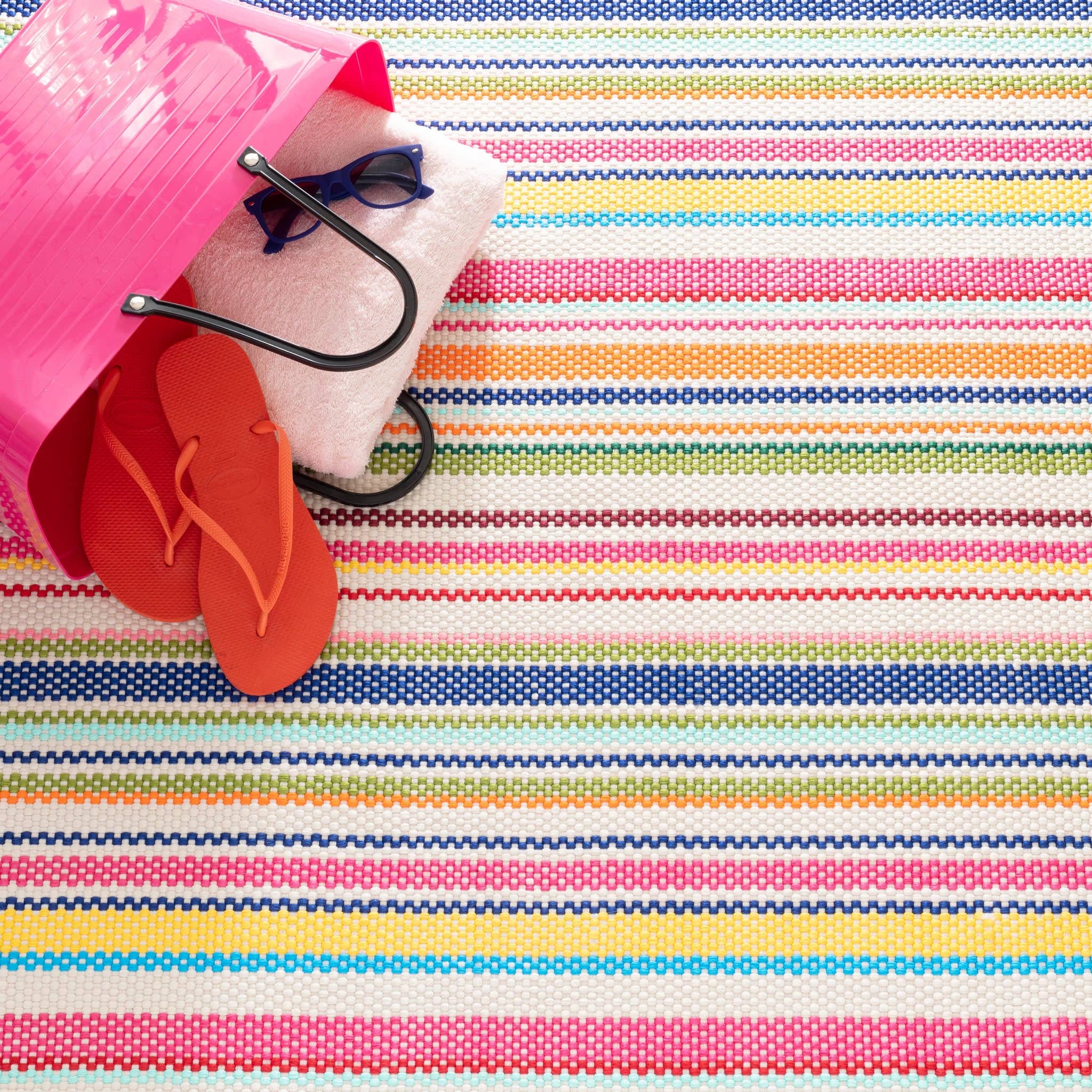 Summer Stripe Handwoven Indoor/Outdoor Rug | Multi: 2' x 3'