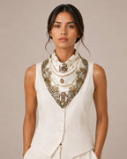 WLQS528 Chain Print Square Scarf: Teal
