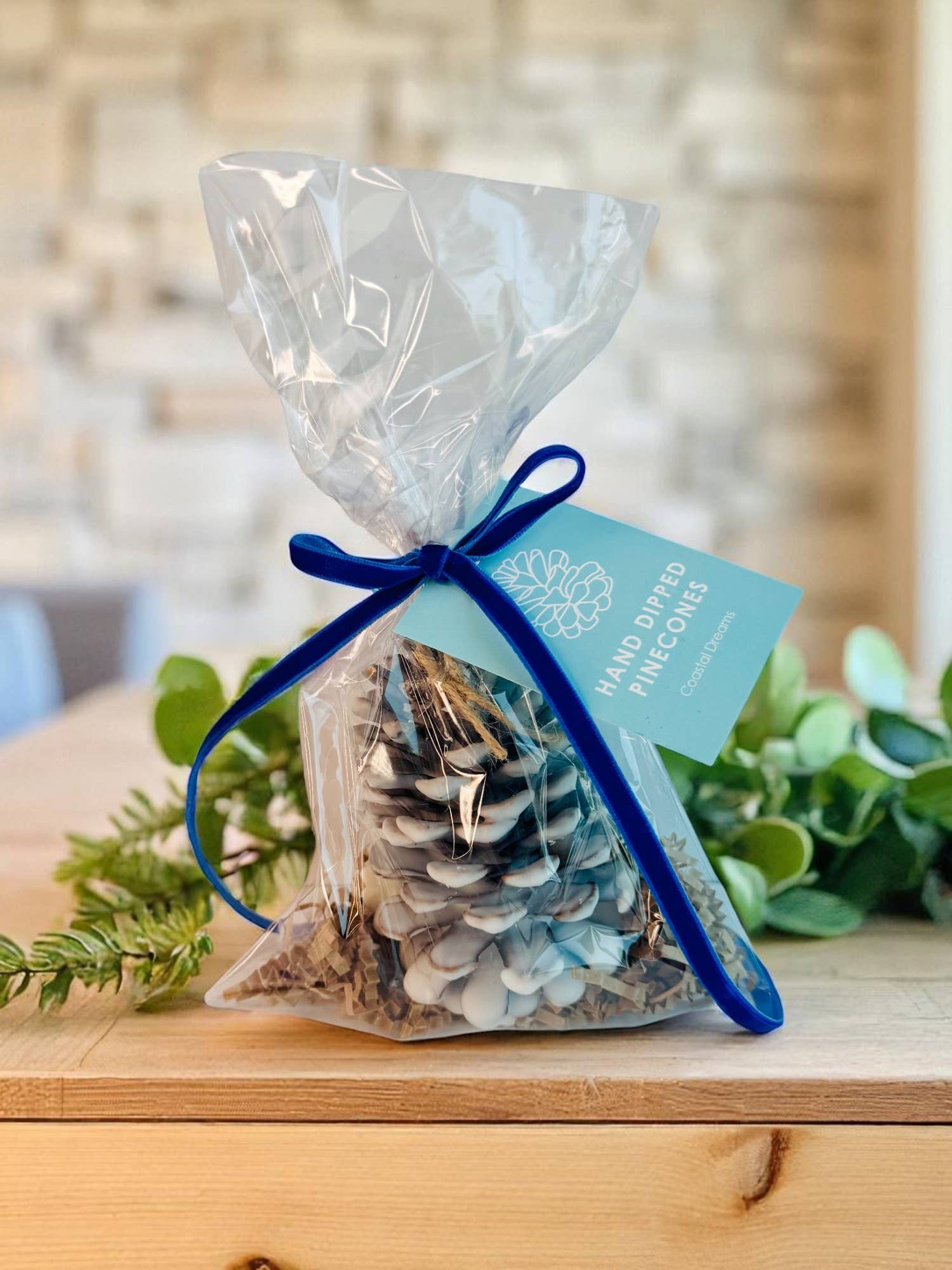 Wax Coated Pinecones | Hand Dipped | Scented Flameless Decor: Mountain Forest (Green Tag)