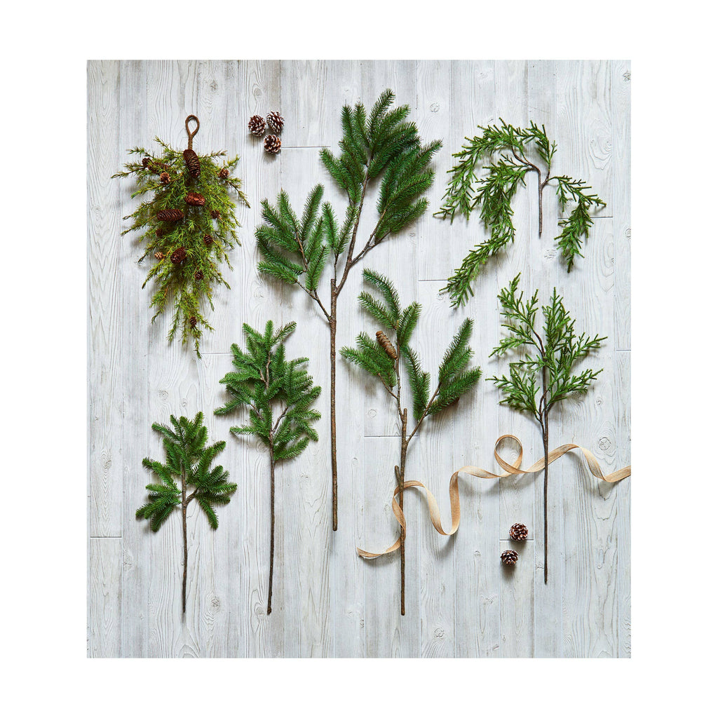 Weeping Pencil Pine Spray Green Plastic Christmas