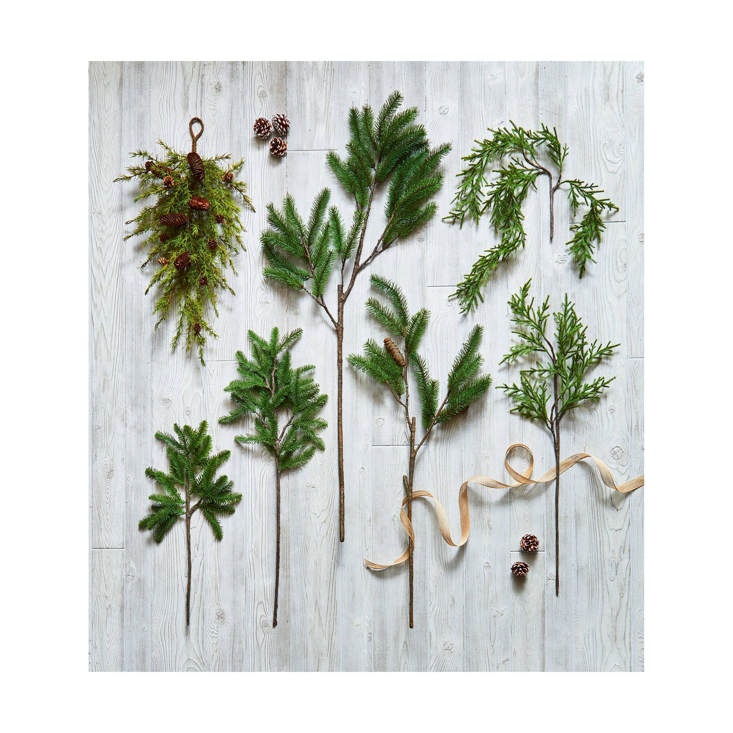Weeping Pencil Pine Spray Green Plastic Christmas
