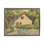 Watercolor landscape of Summer House: Black With Bead 1300-905 U / 24" X 18"