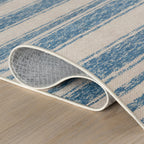 Vion Coastal Striped Machine Washable Rug | Blue: 2' x 3'