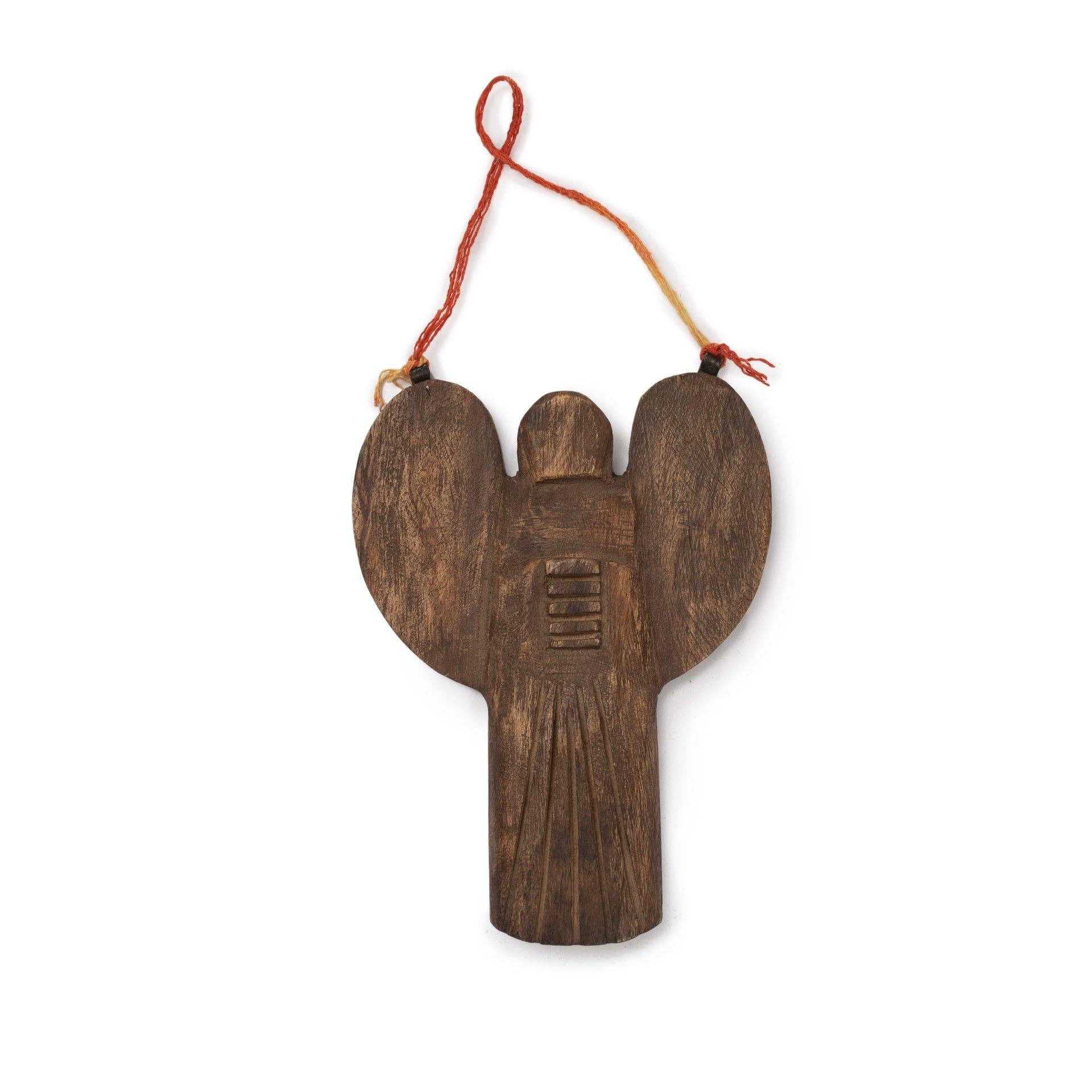 Hand Carved Wood Angel - 6" x 7.34"