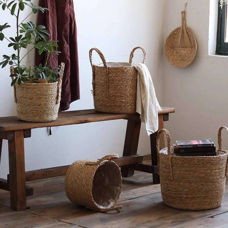 Handwoven Seagrass Basket for Plants: Small