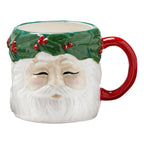 Vintage Santa W/ Wreath Mug Multi Earthenware Christmas