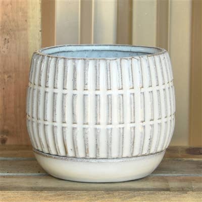 Ramos Linear Cachepot with Saucer, Stoneware - 4