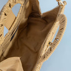 Natural Woven Straw Structure Top Handle Bag: NAT