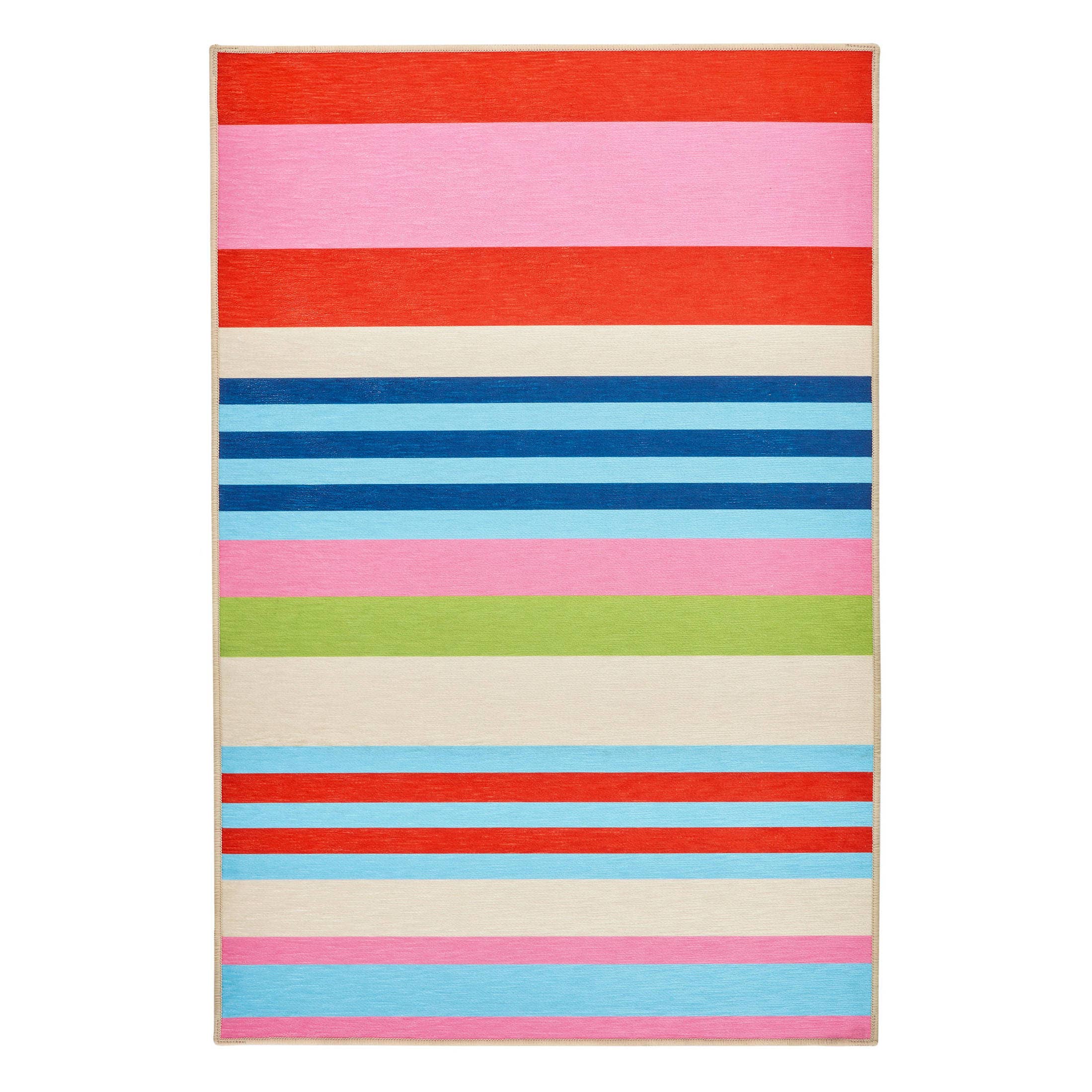 Beach Stripe Machine Washable Rug | Multi: 2' x 3'