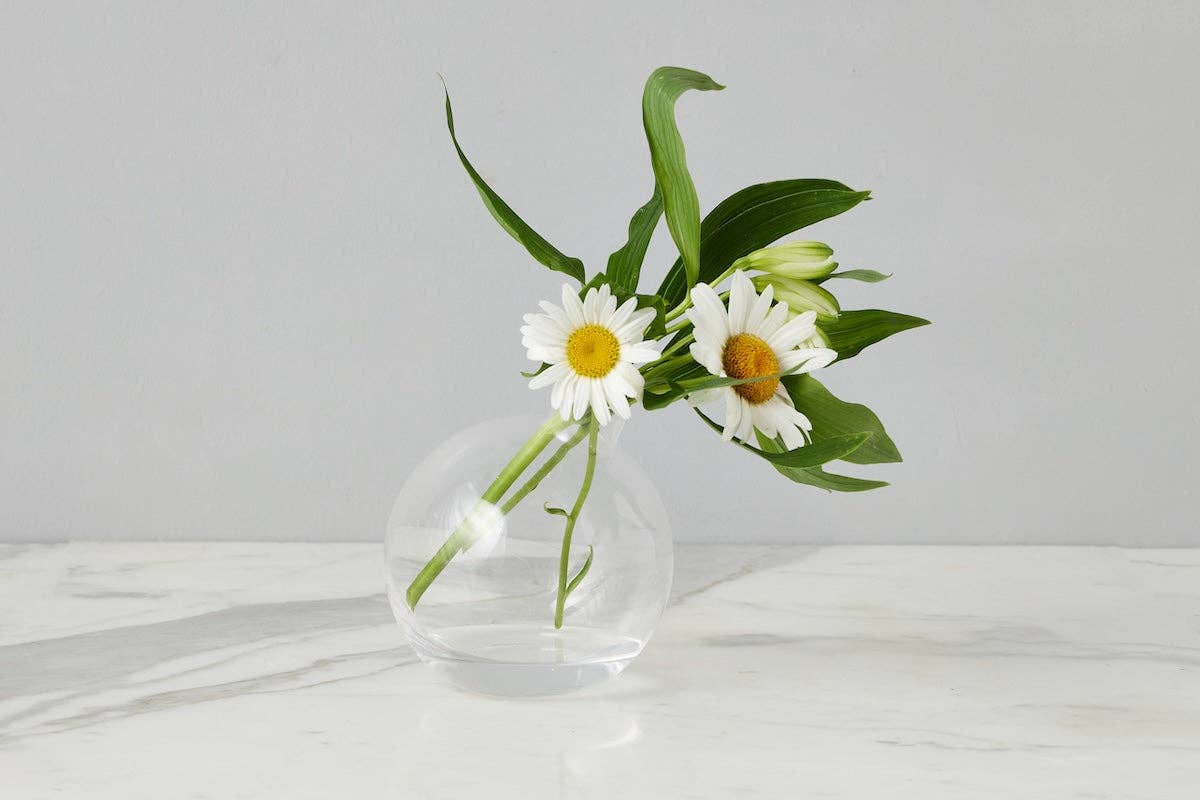 Glass Sphere Bud Vase, Clear