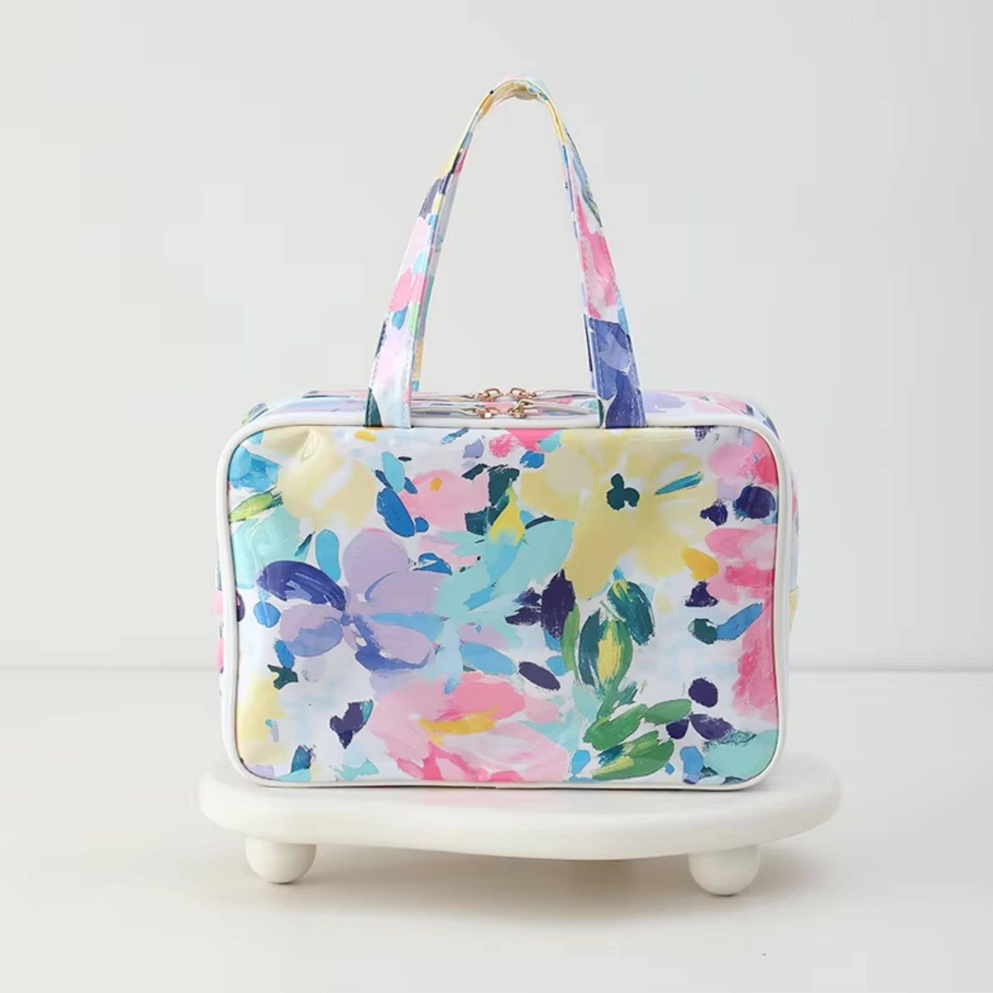 Waterproof Cosmetic Case PVC Make up Bag Sunset Meadow