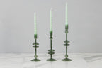 Lacquered Twisted Taper Candles, Sage Green, Boxed, Set of 6