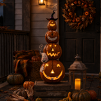 Metal Jack O Lantern Stack w/ Ghost 40" | Halloween Decor