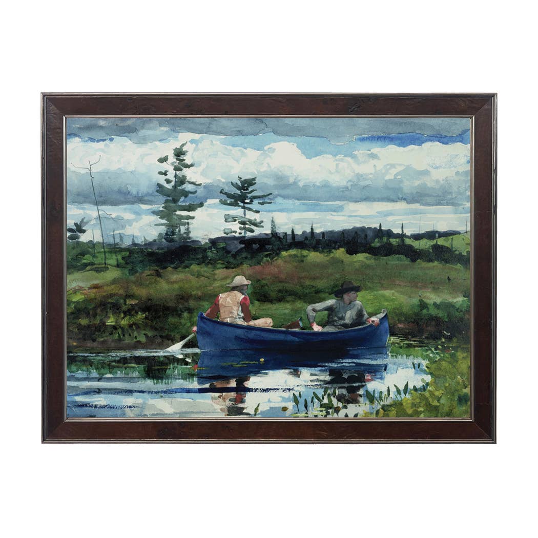 Vintage watercolor men in boat: Black Frame 2400-35 Za / 20" X 16"