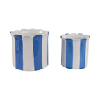 Planters  - Blue Ceramic Striped Scallop, 6"