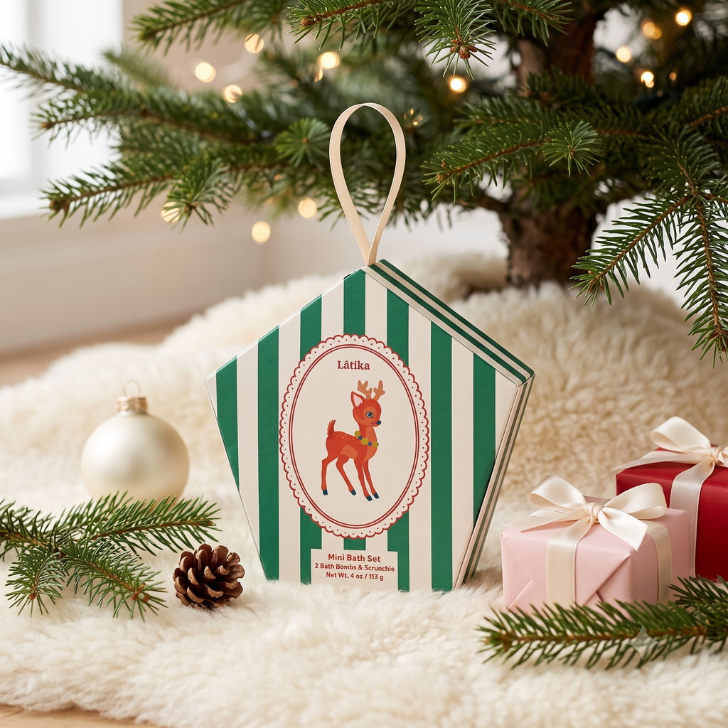 Mini Bath Bomb Ornament Set - Baby Deer Christmas Gift Box