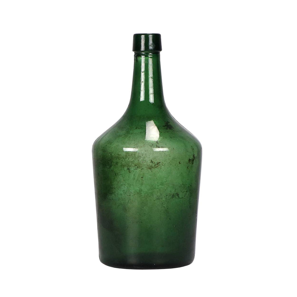 Green Antique Glass Bottle: Medium