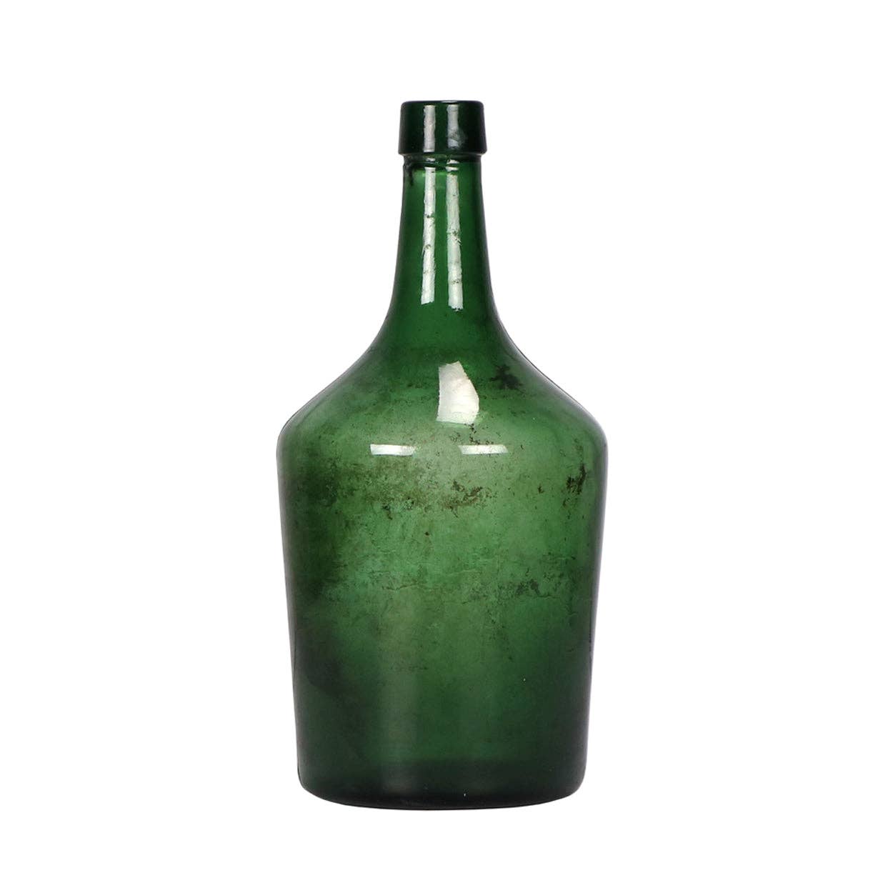 Green Antique Glass Bottle: Medium